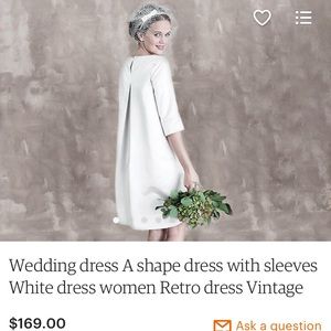 Ivory knee length linen dress, hand made